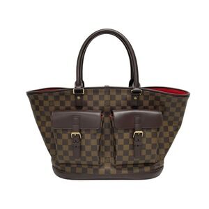 LOUIS VUITTON Manosque tote bag Damier Ebene Brown leather